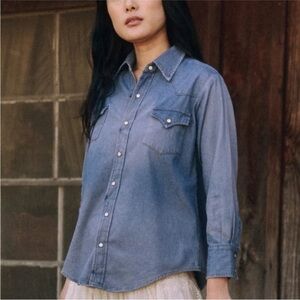 The Great. Heartland Western Button Down Chambray Denim Shirt Size 1 (US Small)